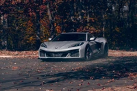 Chevrolet Corvette Z06: A Silver Supercar Amidst Autumn Leaves