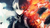 shoto todoroki, flame, fire, boku no hero academia, my hero academia wallpaper