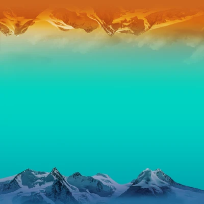 Serene Mountain Lagoon in Turquoise and Orange Hues