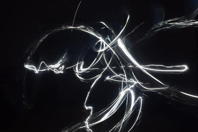 Dynamic Light Trails in Darkness: A Fractal Art Exploration