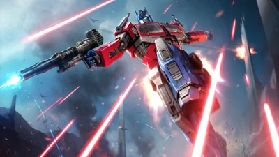 Optimus Prime en action : Une représentation artistique numérique dynamique de l'icône des Transformers