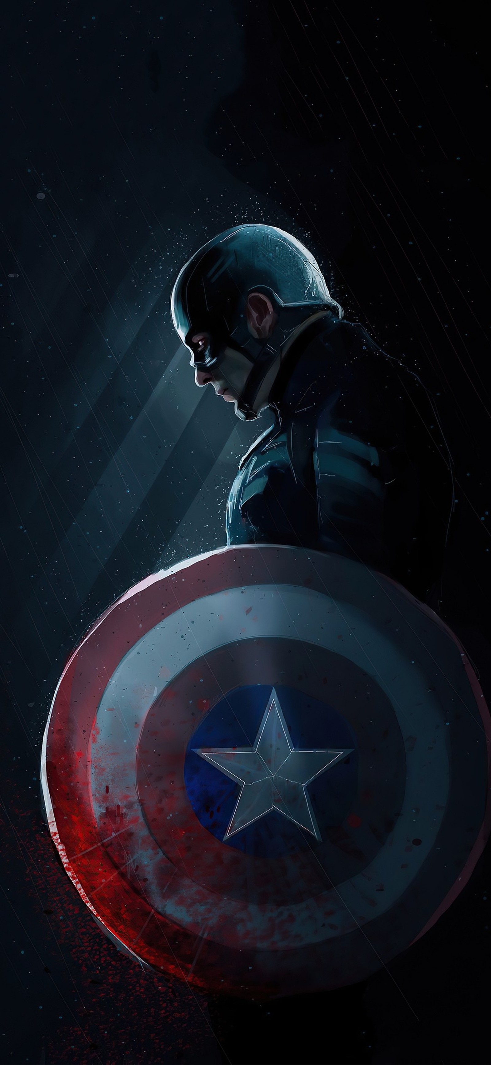 Capitán américa en la oscuridad con un escudo en el pecho (marvel comics, escudo de capitán américa, captain americas shield, superhéroe, escudo)