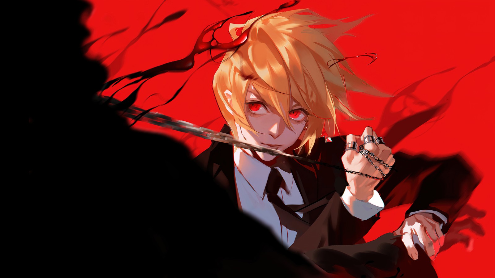 kurapika, chain, red, eyes, hunter x hunter wallpaper