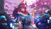 ahri, spirit blossom, league of legends, lol, video game wallpaper