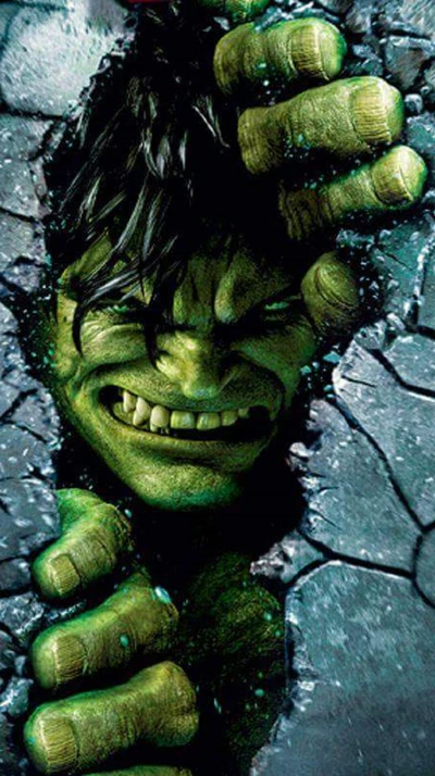 Hulk Breaking Through Walls with Intense Determination