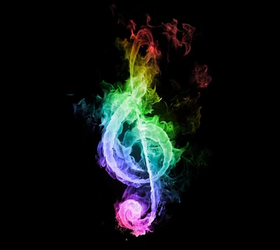 Fondo de nota musical con humo colorido