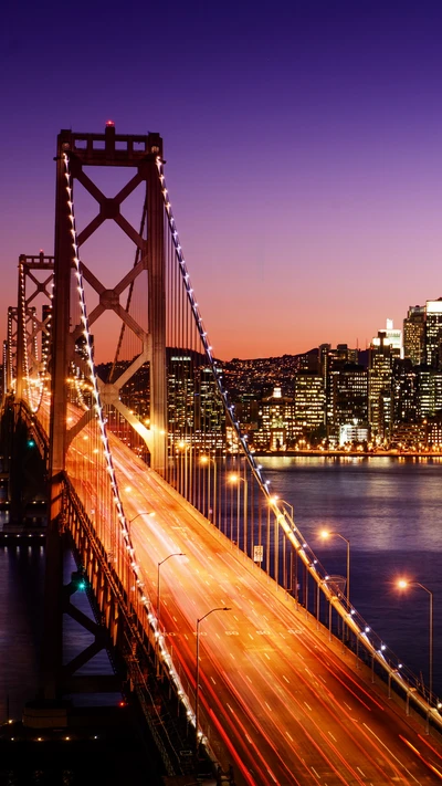 bridge, city, lights, new york, night