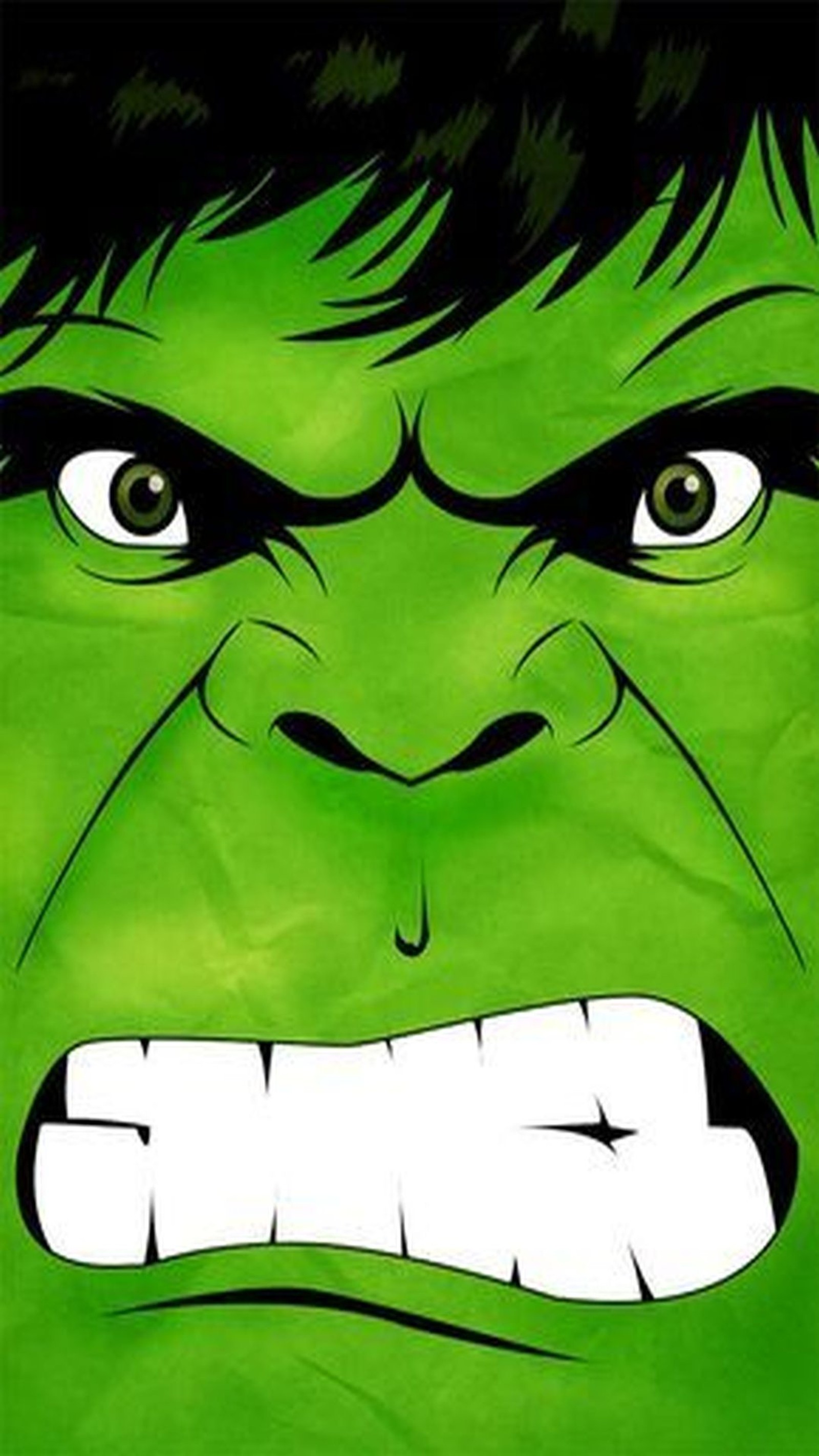 A green hulk face with a big grin on it (green, hulk)