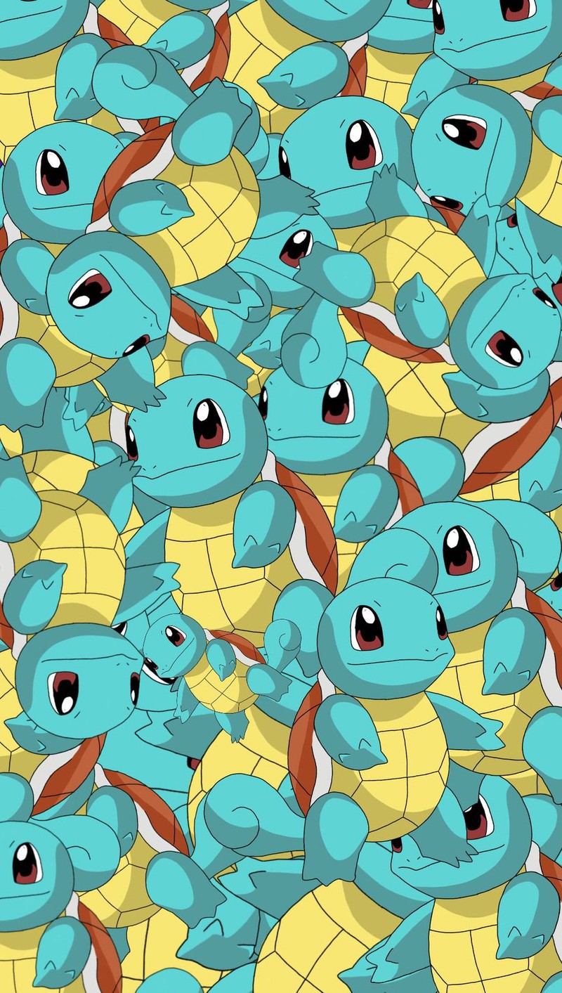 Крупный план группы синих покемонов с глазами (pokemon, сквиртл, squirtle)