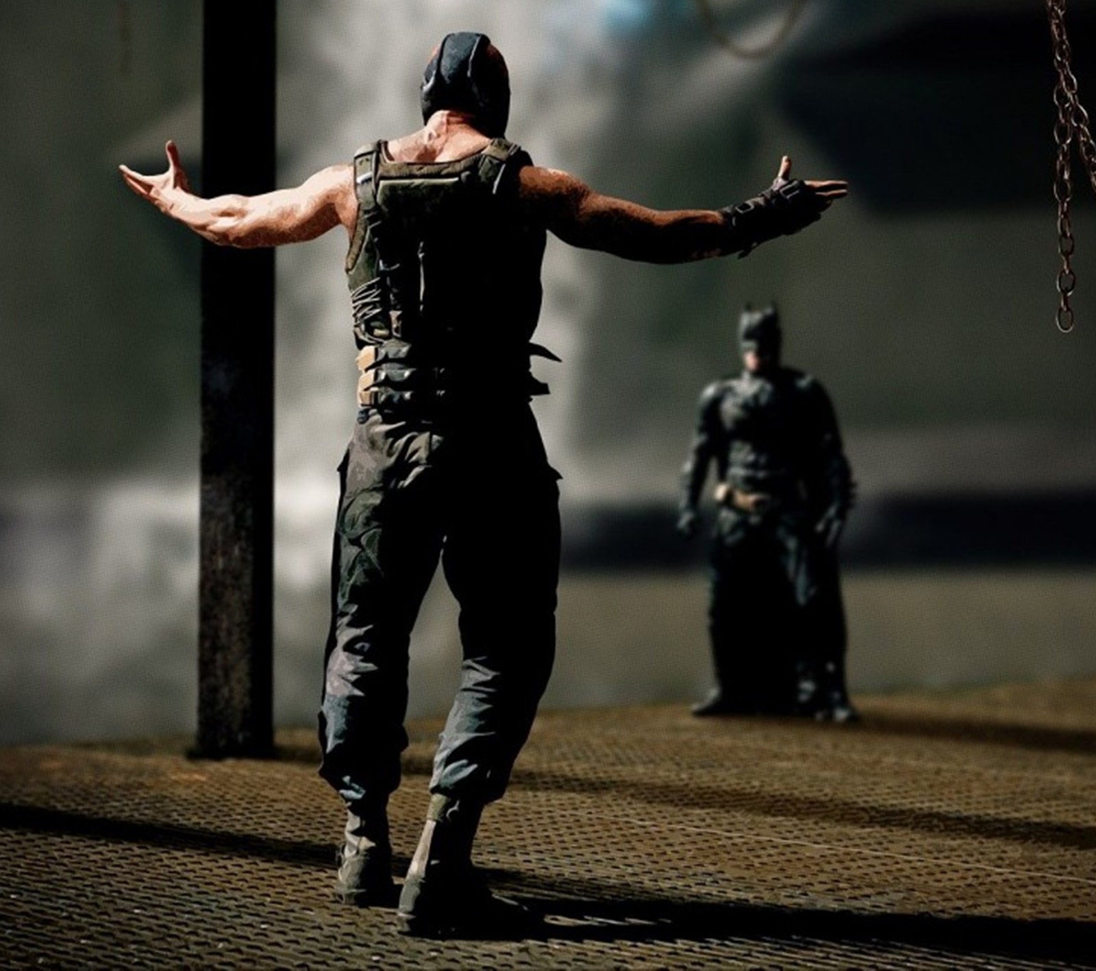 Batman und bane in the dark knight rises (bane, batman, film, the dark knight rises, gegen)