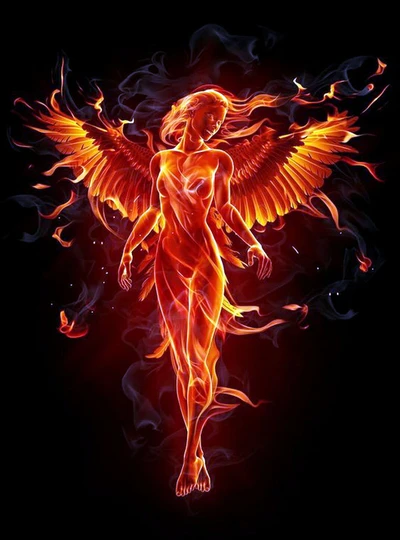 angel, dark, fire, flame, flames