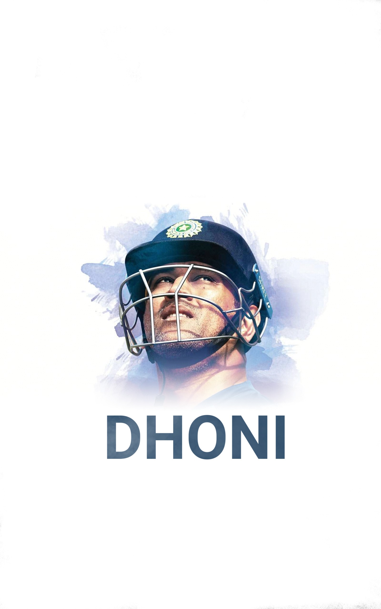 There is a poster of a man with a helmet on (cricket, dhoni, independence, india, logo)