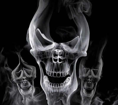 Abstract Black Skull with Ethereal Smoke