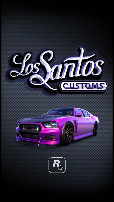 Carro esportivo personalizado roxo na Los Santos Customs em GTA V