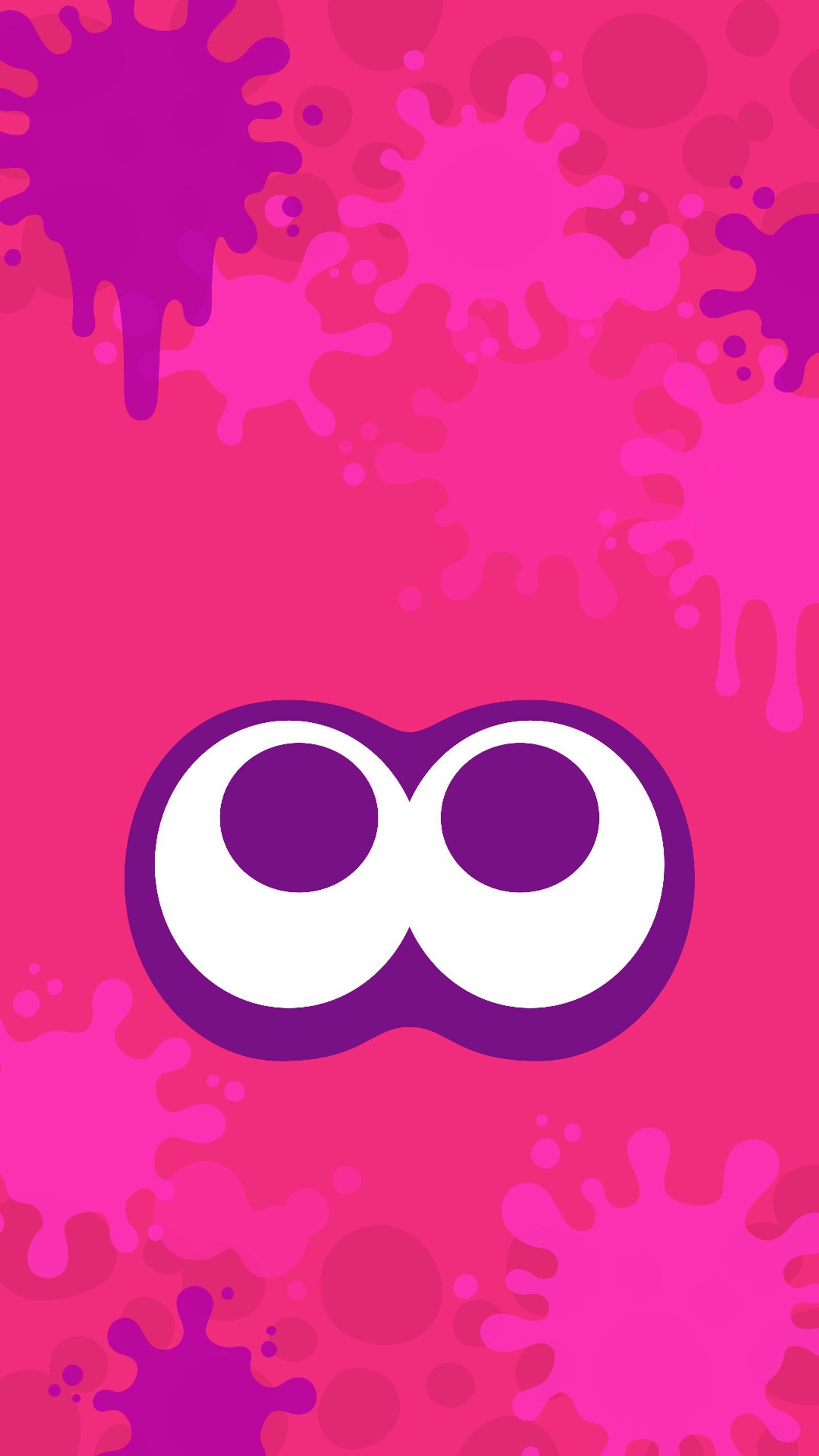 Purple and white abstract background with a cartoon eyes and a splash of paint (pink, splatoon, squid, wallpaper)