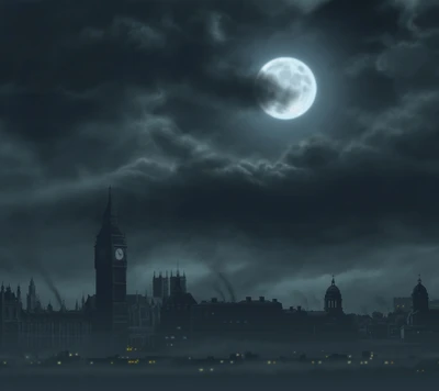 Big Ben Tower Under a Full Moon: A Romantic Night in the City