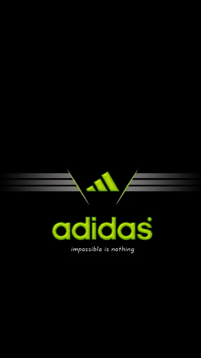 Logotipo da Adidas com acentos verdes em fundo preto