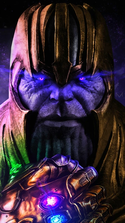 Thanos: Der Blick des Titans mit dem Infinity-Handschuh