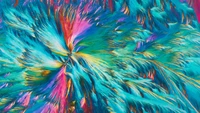 Fractal Feather Patterns in Electric Blue and Vivid Colors