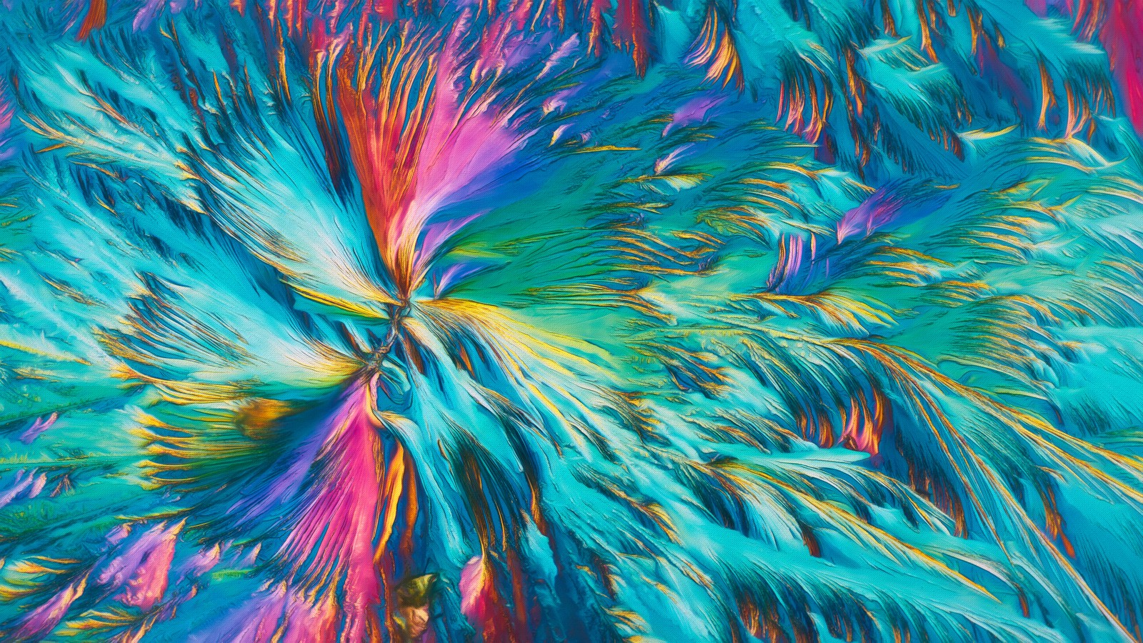 A close up of a colorful painting of a flower (feather, art, painting, art paint, electric blue)