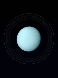 Uranus: Eine Himmelskugel umgeben von Ringen in einer dunklen Atmosphäre