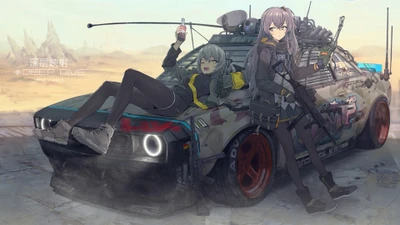 Chicas de anime UMP40 y UMP45 en un entorno post-apocalíptico