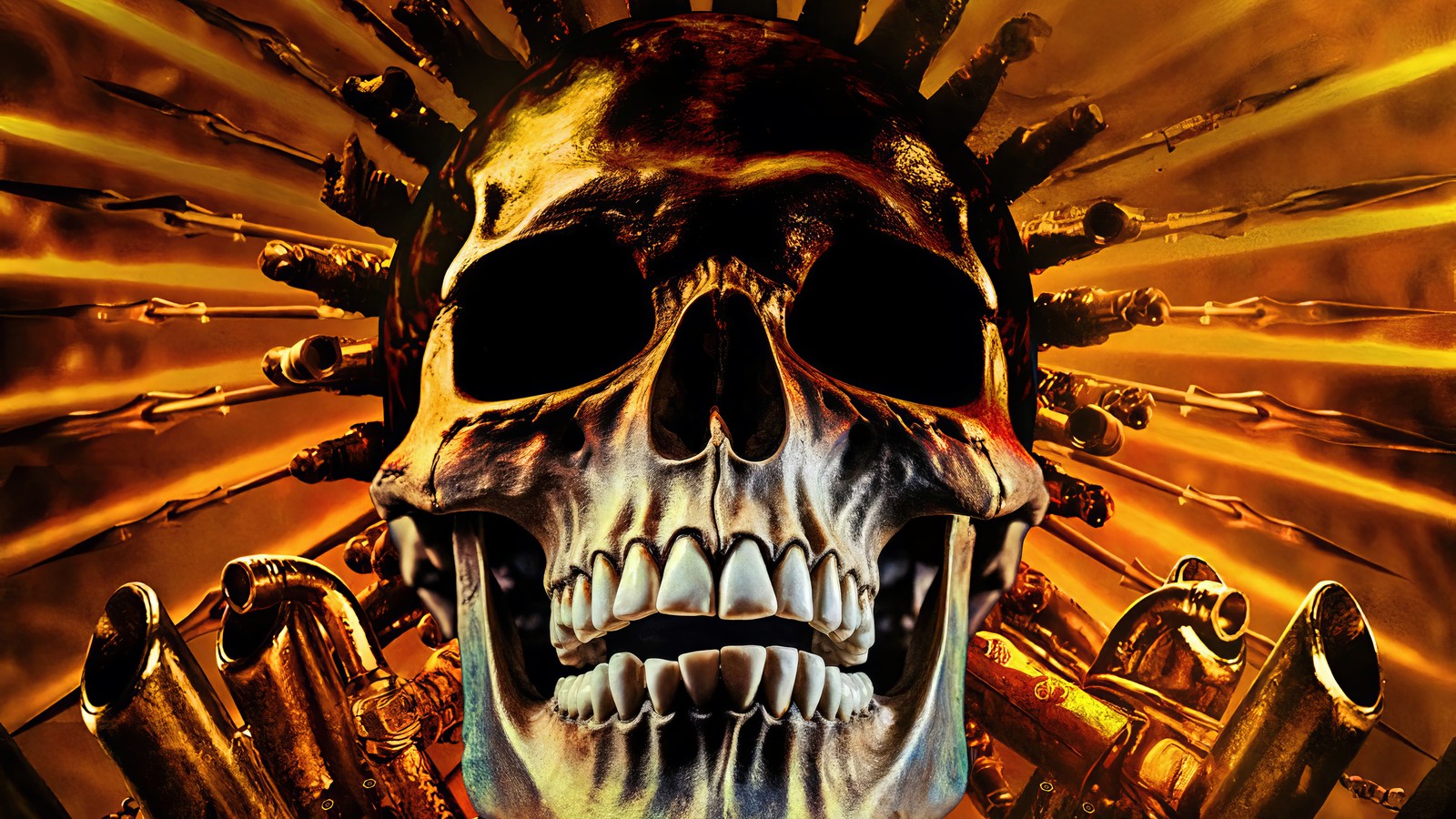 furiosa a mad max saga, movie, skull wallpaper