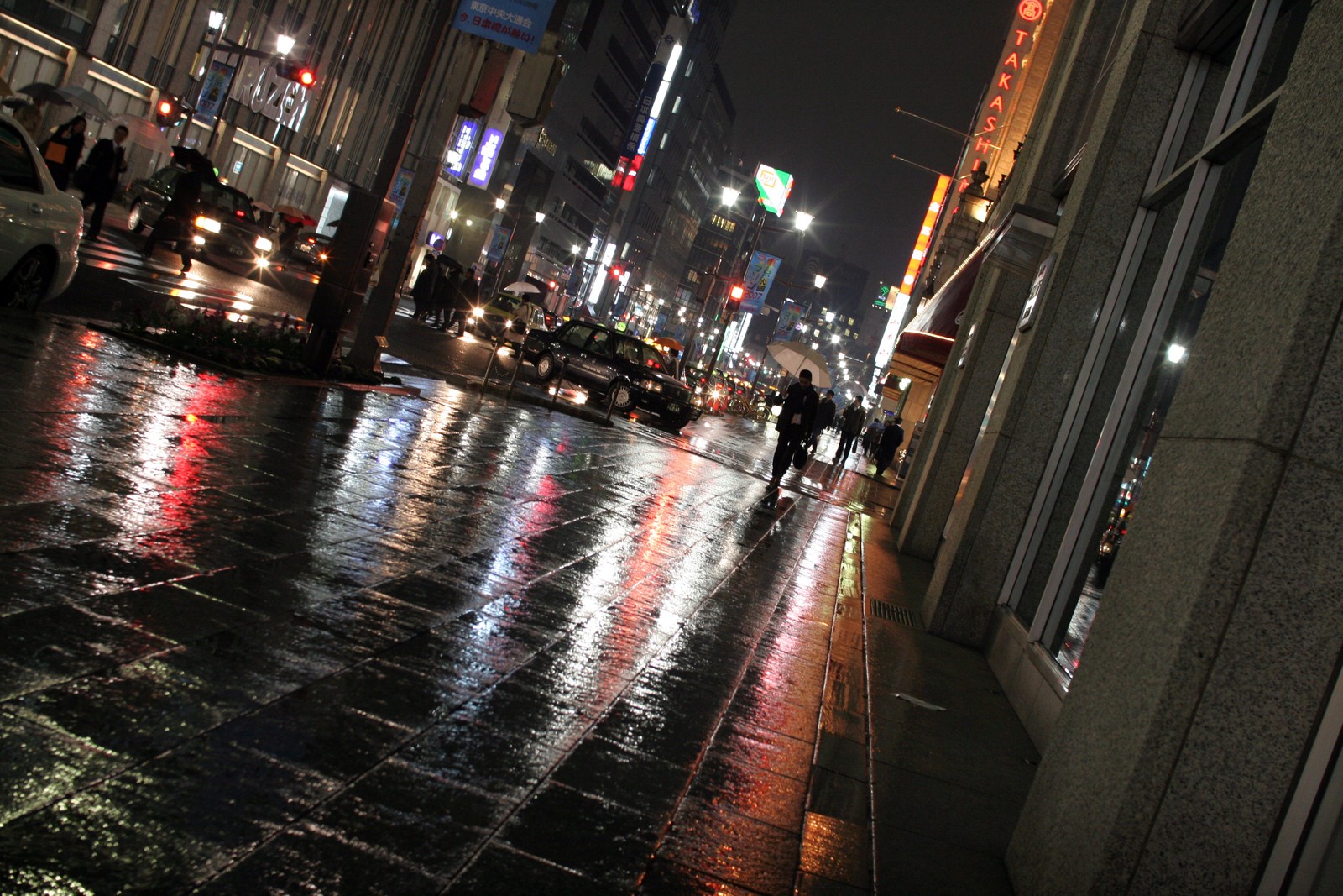 rain, night, urban area, reflection, light wallpaper