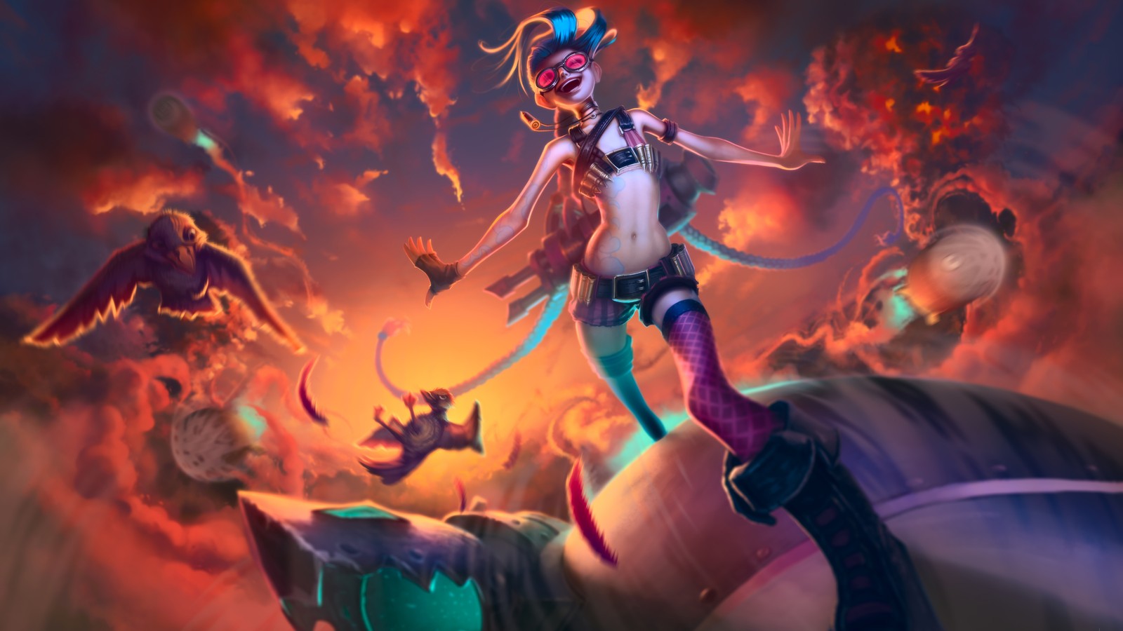 Скачать обои джинкс, jinx, lol, видеоигра, league of legends