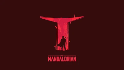 Diseño minimalista del logo de The Mandalorian con silueta