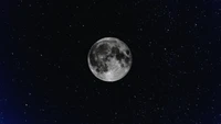 Serene Night: A Full Moon Illuminates a Starry Sky