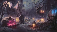 halloween, holiday, village, graveyard, jack o lantern wallpaper