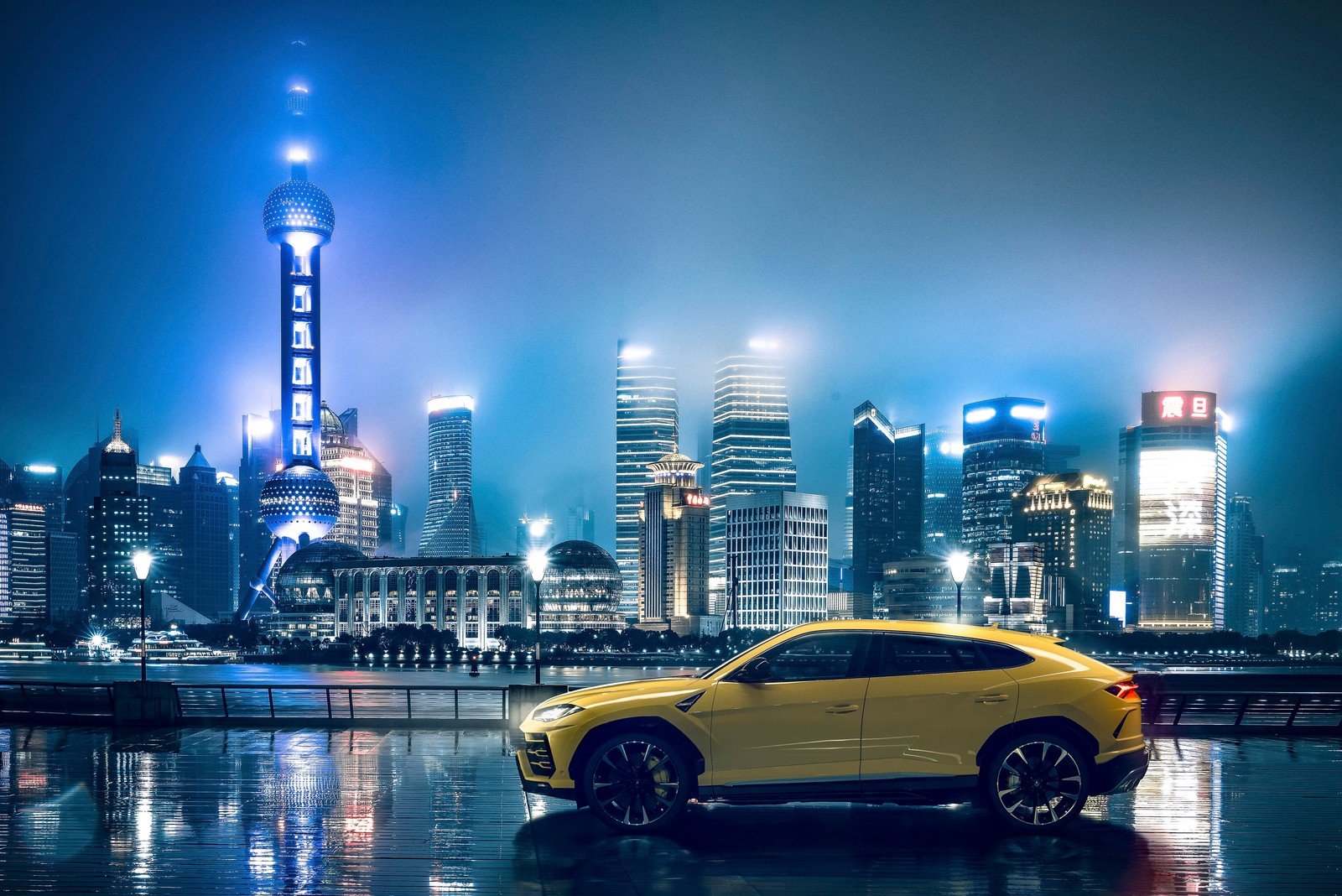 lamborghini urus, shanghai, anniversary, 2021, oriental pearl tv tower Download Wallpaper