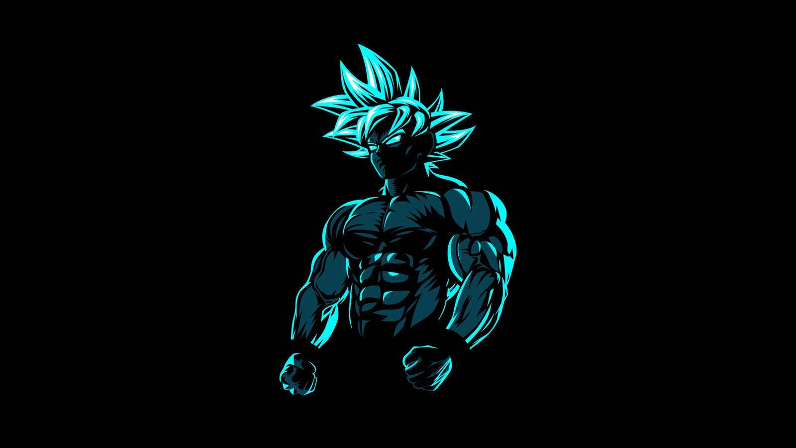 Скачать обои goku, beast mode, amoled, черный фон, минималистичный