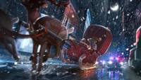 santa claus, sleigh, police, car, chase wallpaper