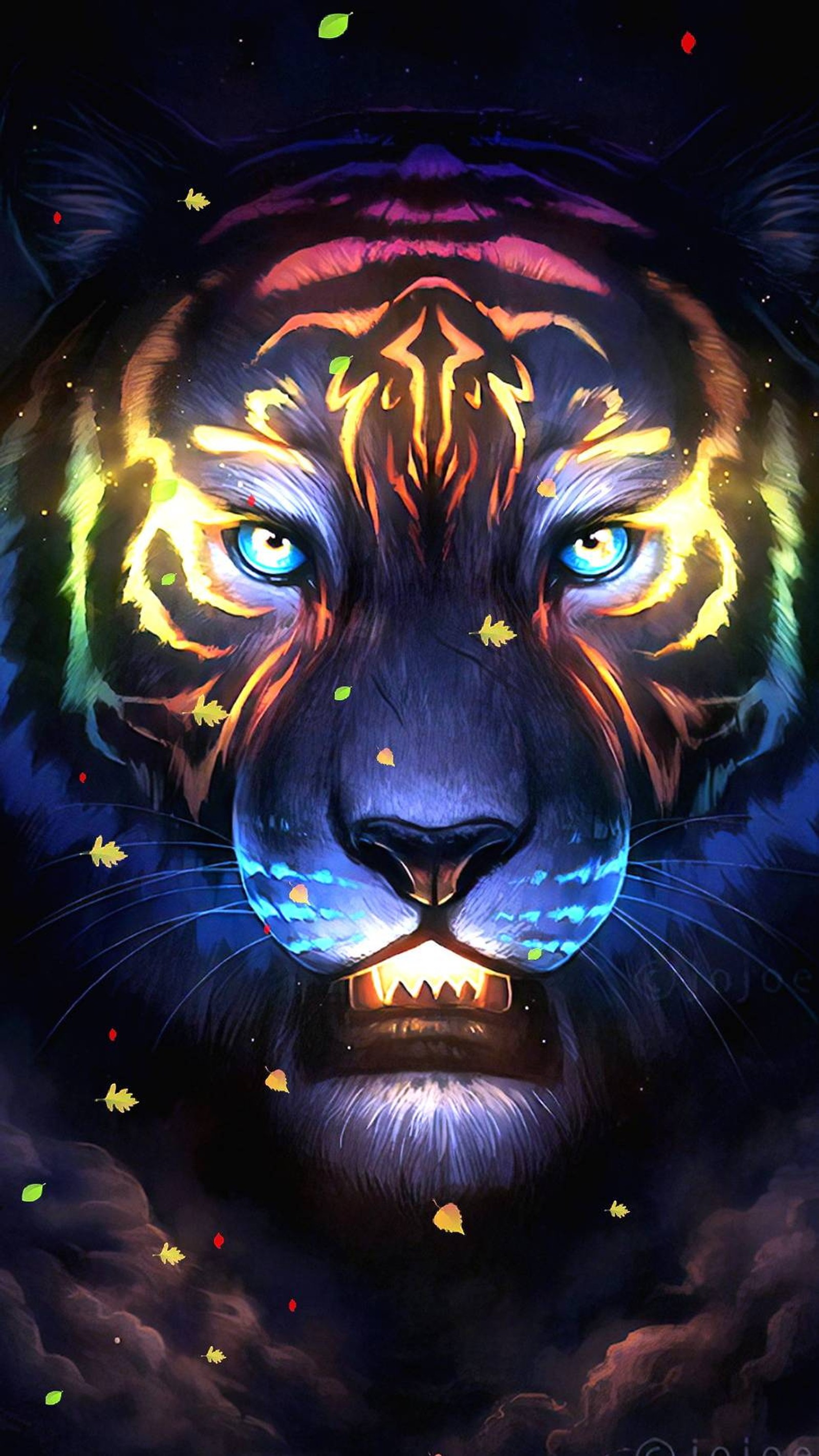 tiger, neon wallpaper