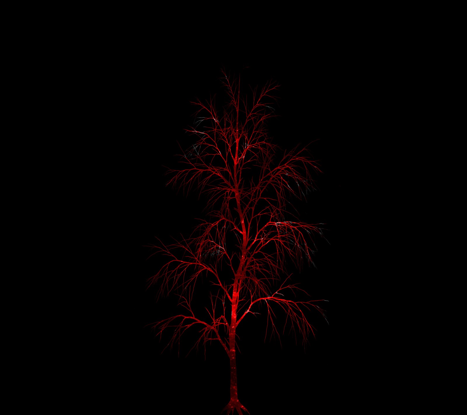 Arafed tree with red lights in the dark with no leaves (cool, dr, love, red, style)