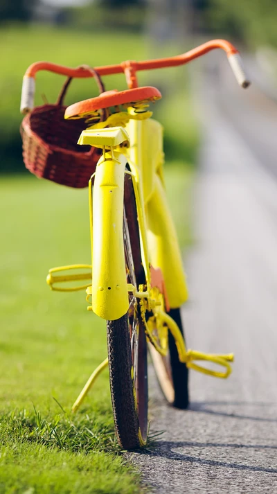 bicicleta, vintage, amarelo