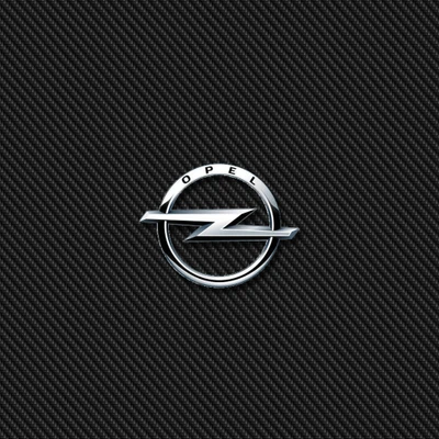 Logotipo da Opel em fundo de fibra de carbono