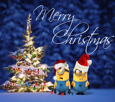 noël, mignon, décorations, lumières, minions