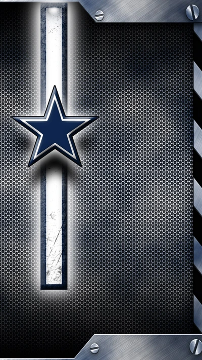 Logo de l'Étoile Argentée des Dallas Cowboys sur un Fond Métallique