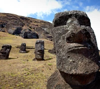 chile, isla de pascua, cabeza, estatuas