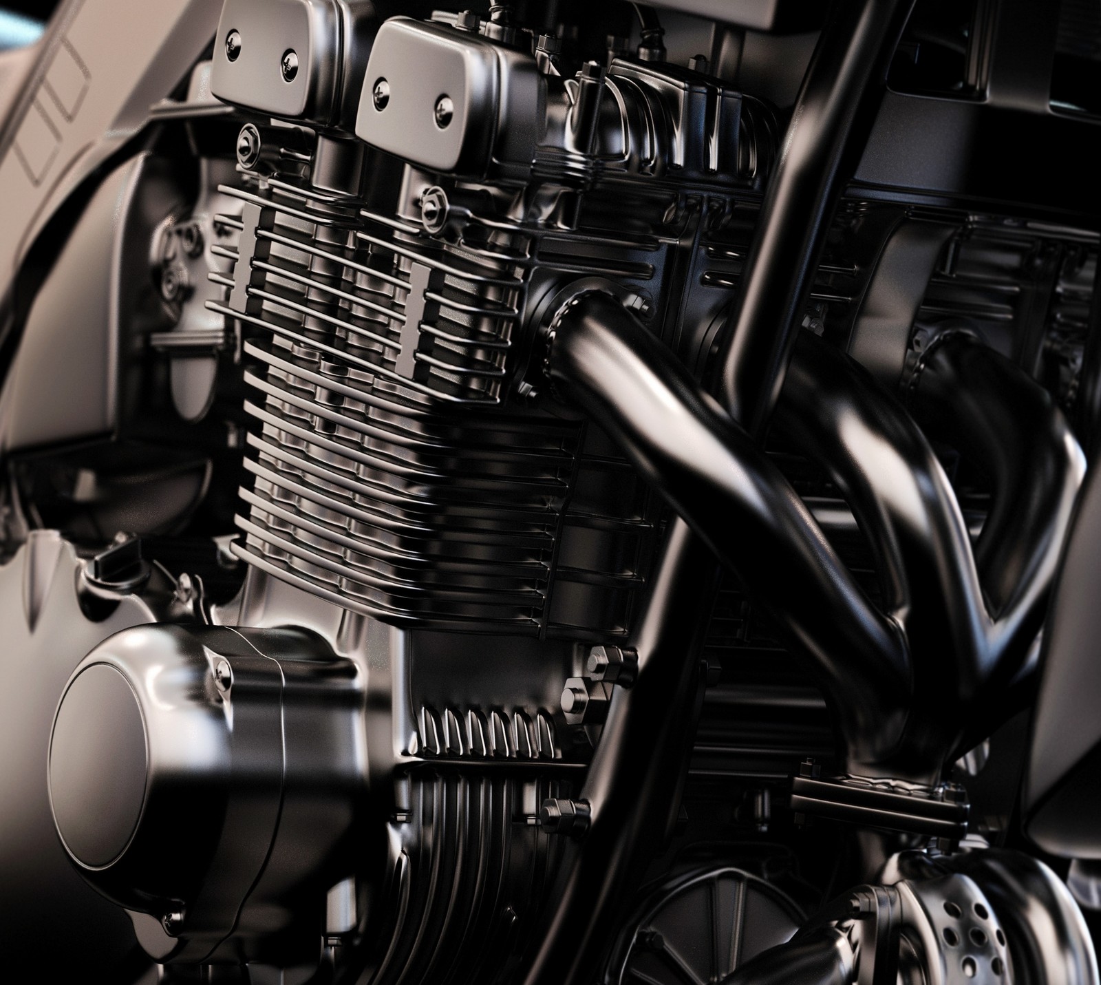 There is a close up of a motorcycle engine with a black background (abej, beograd, motor)