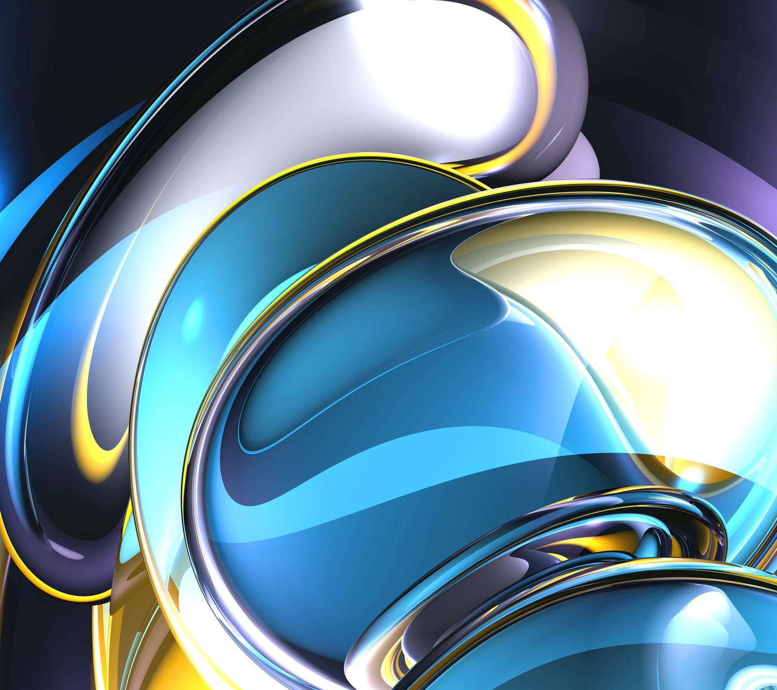 Abstract digital art of a blue and yellow sphere with a black background (3d, abstract)