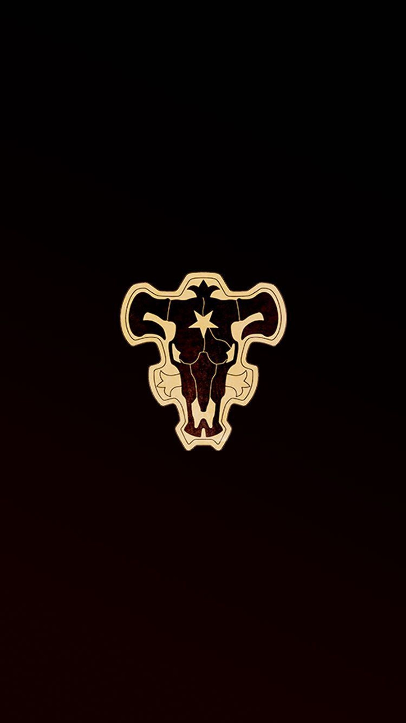 A close up of a bull head on a black background (black clover, anime, black bulls, magic knights, emblems)