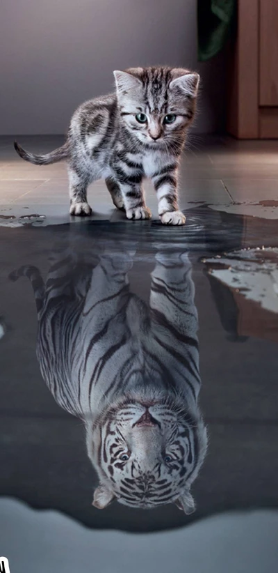 Sueños de un tigre: La reflexión de un gatito