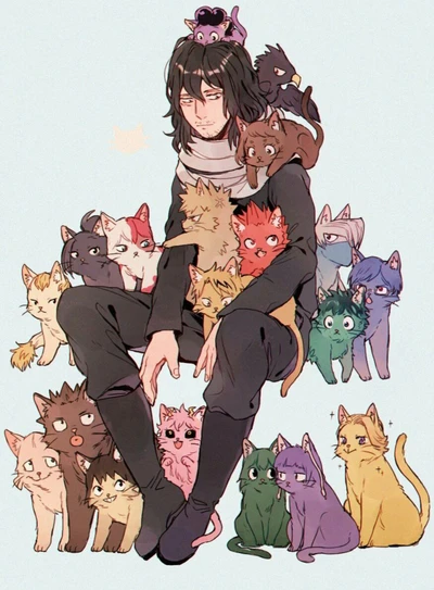 anime, art, cats, fanart, kitty