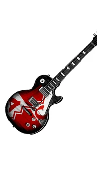 Gibson-Gitarre mit Zvezda-Design in auffälligem Rot und Schwarz