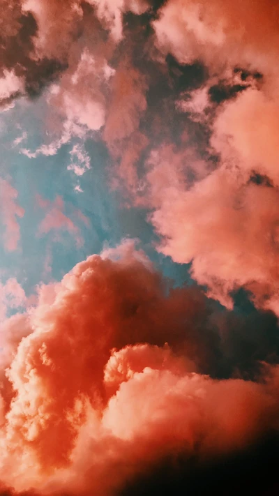 Red Cumulus Clouds Under a Tranquil Afterglow