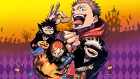 Personnages de Jujutsu Kaisen profitant des friandises d'Halloween